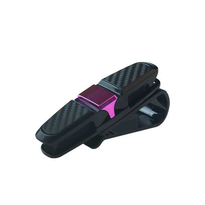 Glasses Holder for Car Sun Visor Sunglasses Clip Card Ticket Holder Eyeglasses Fastener Carbon Fiber Sunglasses Clip Black Silve