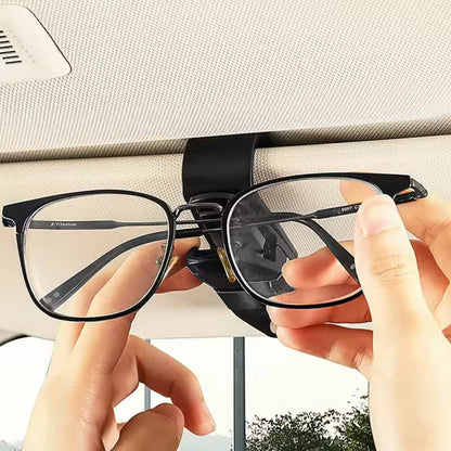 Glasses Holder for Car Sun Visor Sunglasses Clip Card Ticket Holder Eyeglasses Fastener Carbon Fiber Sunglasses Clip Black Silve