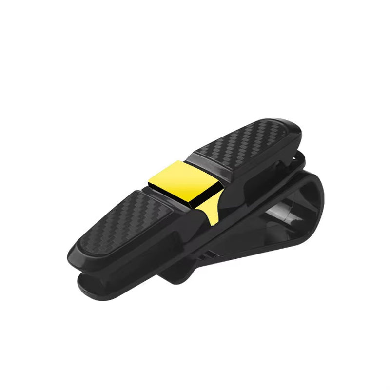 Glasses Holder for Car Sun Visor Sunglasses Clip Card Ticket Holder Eyeglasses Fastener Carbon Fiber Sunglasses Clip Black Silve