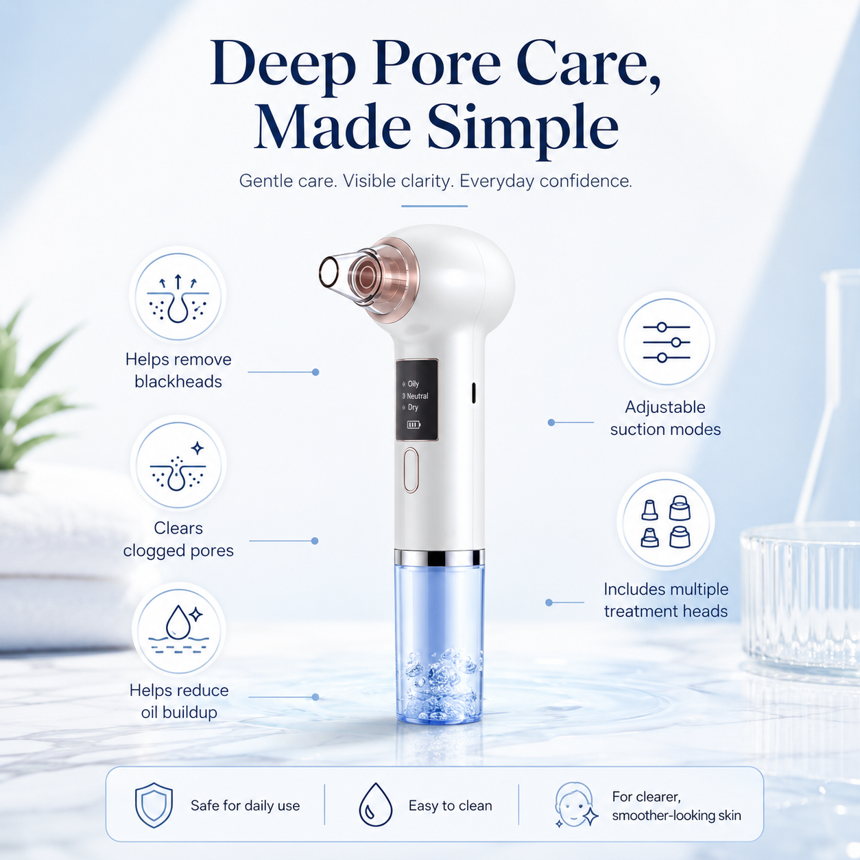 PorePulse Pro™ — 6-Probe Blackhead Vacuum Wand