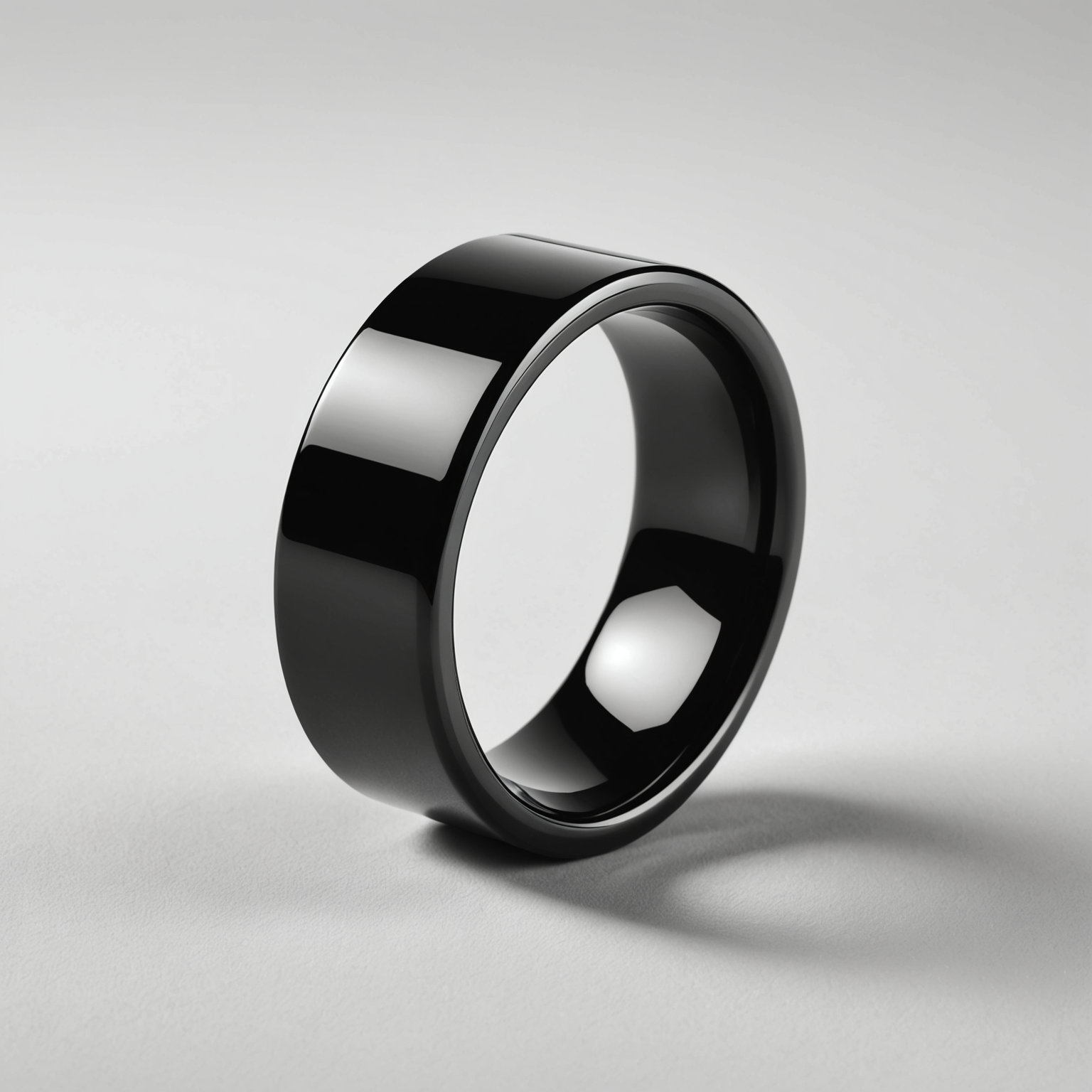 R01 Smart Ring glossy black wide band product shot