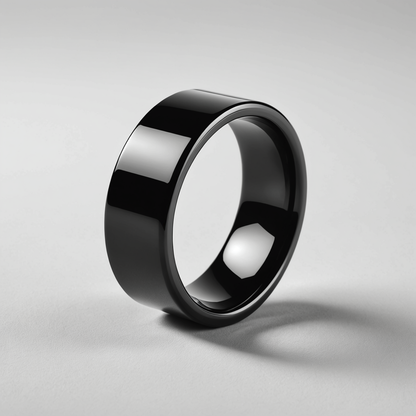 R01 Smart Ring glossy black wide band product shot